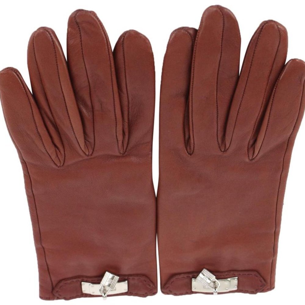 Hermès Size 6 Burgundy Leather Kelly Hommage Glove